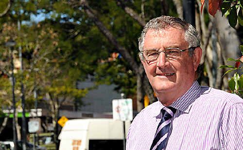 Mayor Ron Dyne in Mary Street. Gympie Regional Council is being called on to fix up pavers, replace trees and investigate better parking. Mayor Ron Dyne in Mary Street. Gympie Regional Council is being called on to fix up pavers, replace trees and investigate better parking.